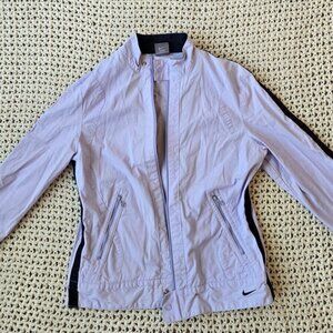 Nike Lightweight Zip Up Jacket Lavendar with Dark Blue Stripes Size M